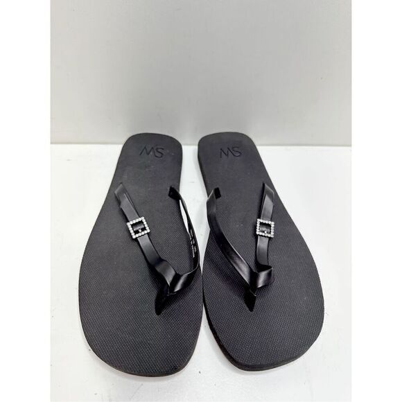 Stuart Weitzman Sandals Womens Size 7B Black Rhinestone Flip Flops - Picture 4 of 9